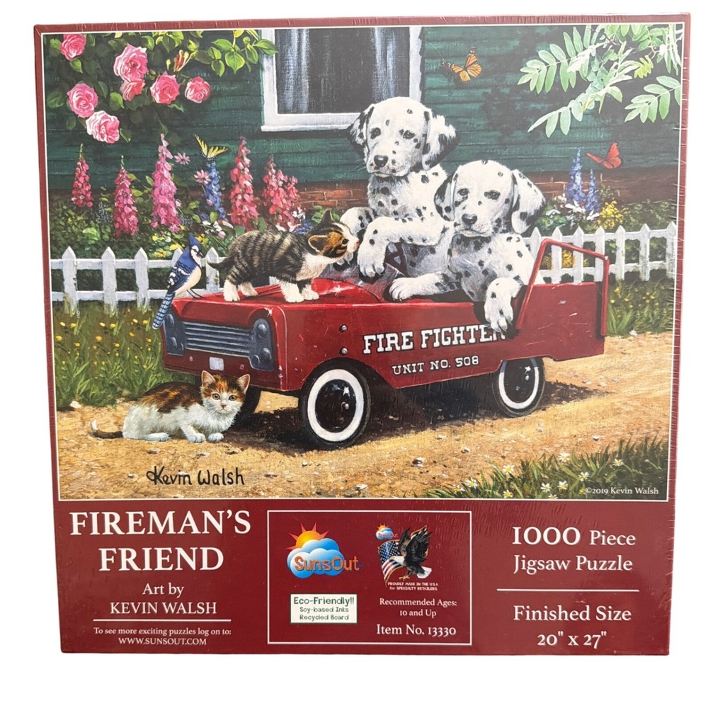 SunsOut Firemans Friend 1000 Piece Jigsaw Puzzle Kevin Walsh Dalmatians 13330